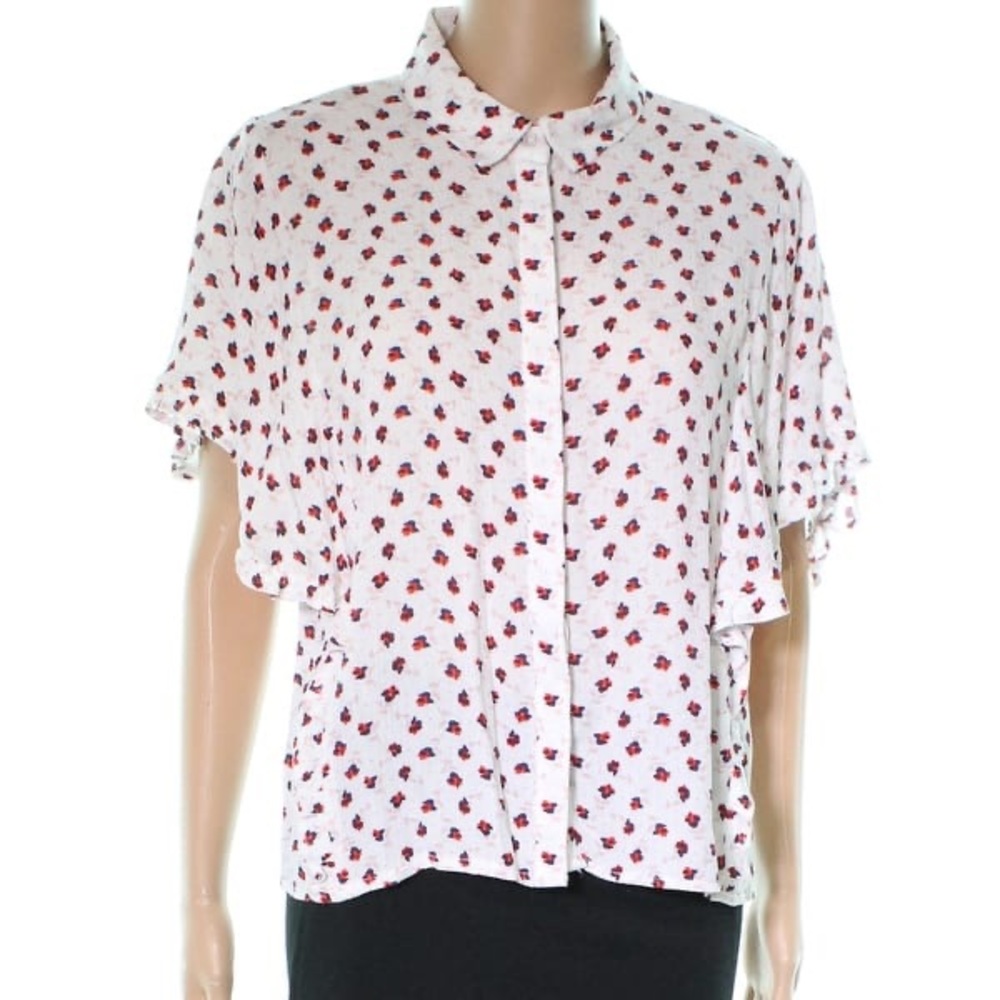 NWT White Floral shirt womens large